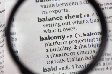 Sözlükteki sözcük veya tümcecik balkon.