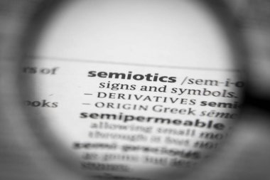 Word or phrase semiotics in a dictionary. clipart