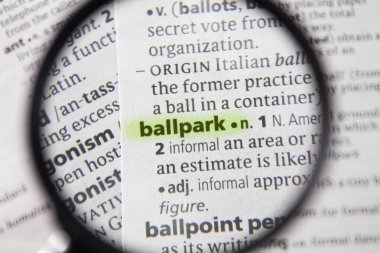 Sözlükteki sözcük veya tümcecik ballpark.