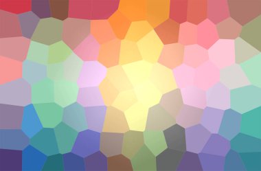 Mavi, turuncu, pembe, kırmızı Büyük Hexagon arkaplanının soyut çizimi.