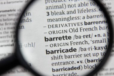 Sözlükteki sözcük veya ifade barrette.