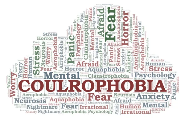 Koulrofobi kelime bulutu. Yalnızca metin ile yapılan Wordcloud.