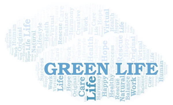 Green Life Word Cloud Wordcloud Made Text Only — Stock Photo, Image