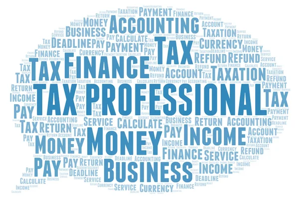 Daňová profesionální slovo mrak. — Stock fotografie