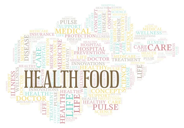 健康食品字云 仅使用文本制作的文字云 — 图库照片