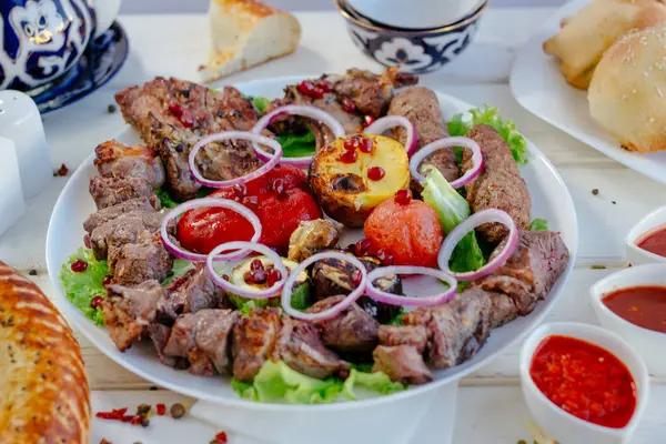 Barbecue Meat Plate Great Image Your Needs — Stock Photo, Image