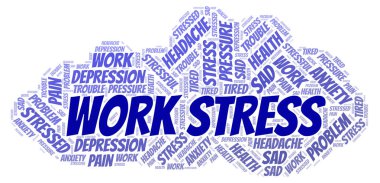 Stres sözcüğü bulut iş. Yalnızca metin ile yapılan Wordcloud.