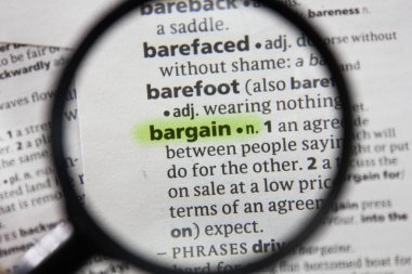 Sözlükteki sözcük veya tümcecik pazarlığı.