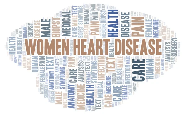 Femei Boli Cardiace Cuvânt Nor Wordcloud Realizat Numai Text — Fotografie, imagine de stoc