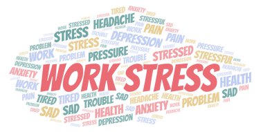 Stres sözcüğü bulut iş. Yalnızca metin ile yapılan Wordcloud.