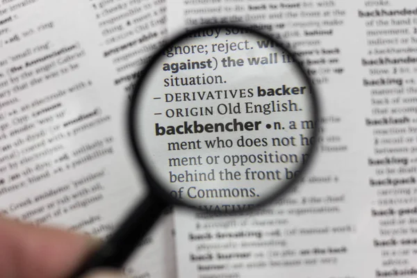 Word Phrase Backbencher Dictionary — Stock Photo, Image