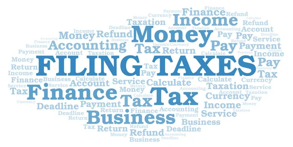 税金単語の雲を提出します テキストのみで作られた Wordcloud — ストック写真
