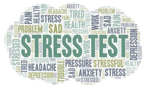 ストレス テストの単語の雲 テキストのみで作られた Wordcloud — ストックベクタ
