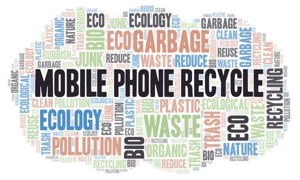 Téléphone mobile Recycler mot nuage . — Image vectorielle