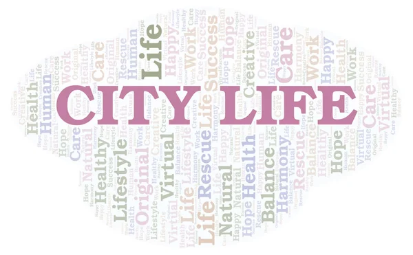 City Life Nuvem Palavras Wordcloud Feito Apenas Com Texto — Fotografia de Stock