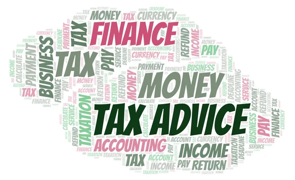 Tax Advice word cloud. Wordcloud made with text only.