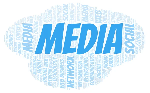 Media Word Cloud Nuvola Parole Fatta Solo Con Testo — Foto Stock