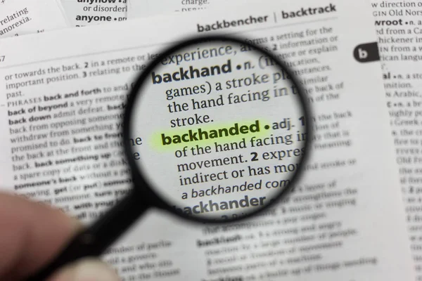 Word Phrase Backhanded Dictionary — Stock Photo, Image