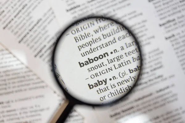 Het Woord Van Zinsnede Baviaan Een Woordenboek — Stockfoto