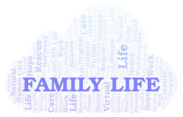 家族の生活の単語の雲 テキストのみで作られた Wordcloud — ストック写真