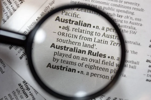 Λόγος Της Φράσης Αυστραλοί Κανόνες Ένα Λεξικό — Φωτογραφία Αρχείου