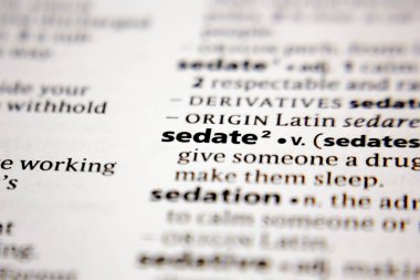 Word or phrase sedate  in a dictionary.