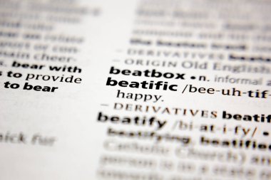 Word or phrase beatific in a dictionary.