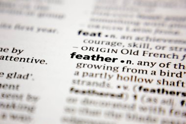 Word or phrase feather in a dictionary.