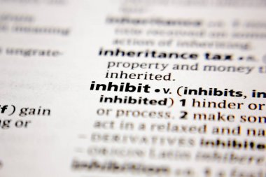 Word or phrase inhibit in a dictionary.