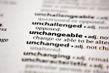 Word or phrase unchangeable in a dictionary.