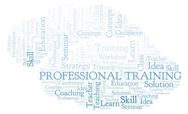 Profesyonel eğitim kelime bulutu. Yalnızca metin ile yapılan Wordcloud.