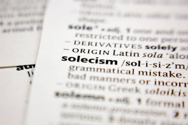 Word or phrase solecism in a dictionary.