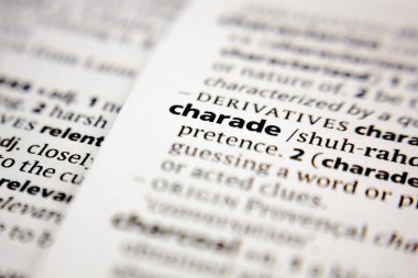 Word or phrase charade in a dictionary.