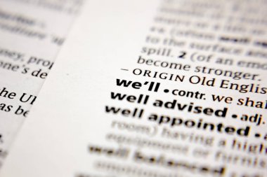 Word or phrase we'll in a dictionary.