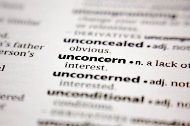 Word or phrase unconcern in a dictionary.