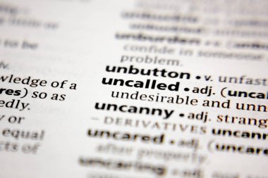 Word or phrase uncalled in a dictionary.