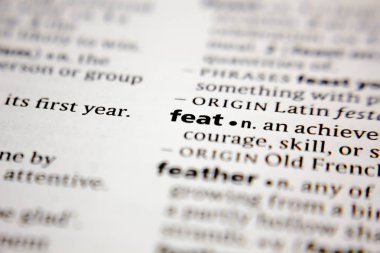 Word or phrase feat in a dictionary.