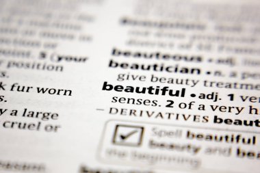 Word or phrase beautiful in a dictionary.