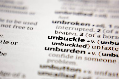 Word or phrase unbuckle in a dictionary.