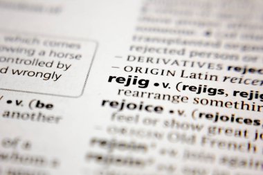 Word or phrase rejig in a dictionary.