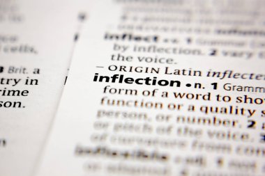 Word or phrase inflection in a dictionary.