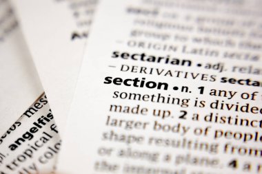 Word or phrase section in a dictionary.