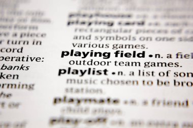 Word or phrase playing field in a dictionary.