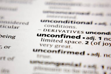 Word or phrase unconfined in a dictionary.