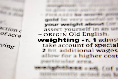 Word or phrase weighting in a dictionary.