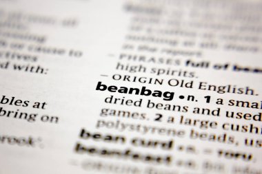 Word or phrase beanbag in a dictionary.