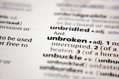 Word or phrase unbroken  in a dictionary.
