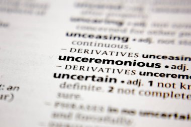 Word or phrase unceremonious in a dictionary.