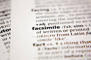 Word or phrase facsimile in a dictionary.
