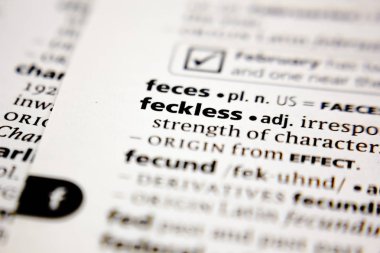 Word or phrase feckless in a dictionary.